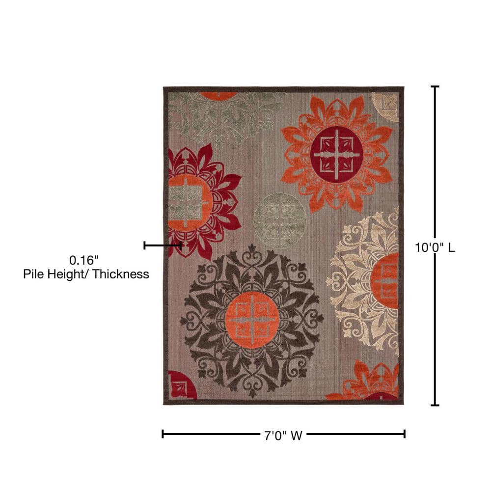 Modern Medley Outdoor Rug 7' x 10' - Brown, Gray Geometric Design