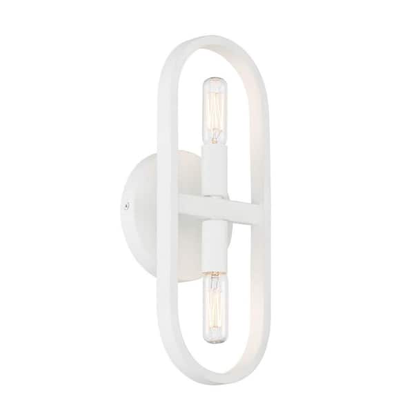 Designers Fountain Carousel 5.25 in. 2-Light Matte White Minimalist Wall Sconce