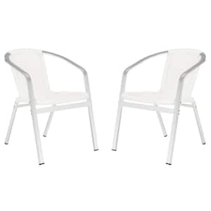 Wrangell White Stackable Aluminum/Wicker Outdoor Dining Chair (2-Pack)