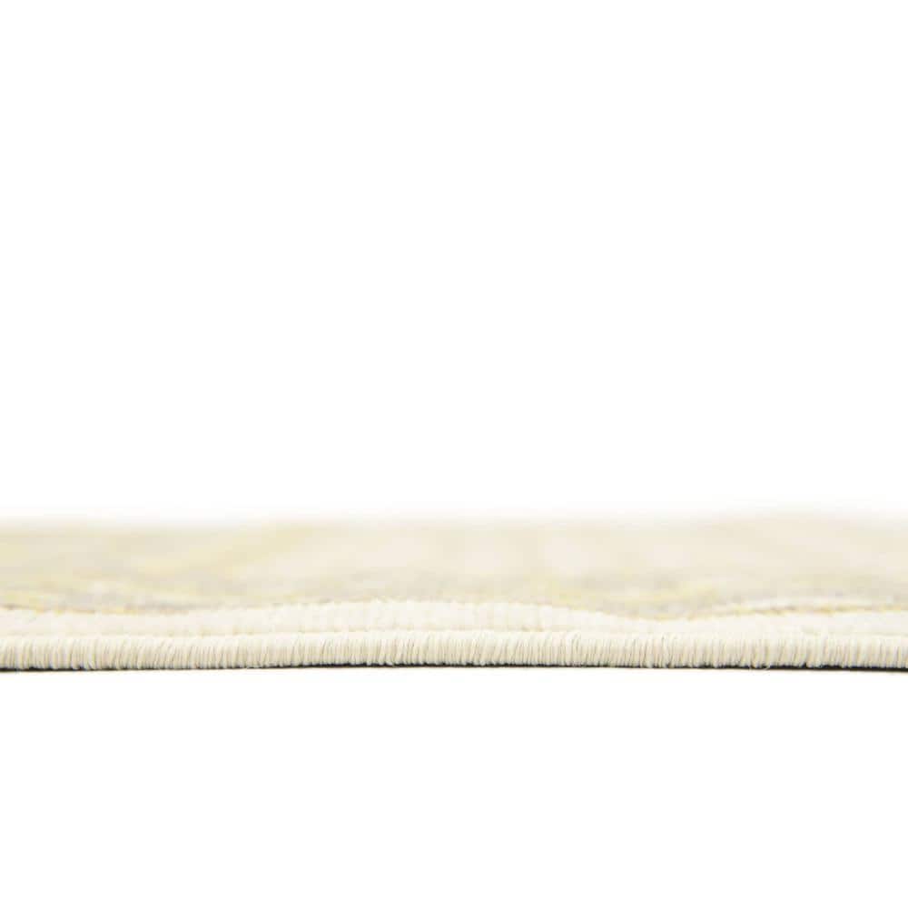 Beige and Gold Flat Woven Synthetic Runner Rug