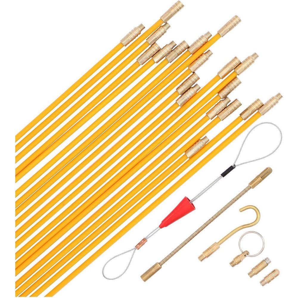 Yichuhaoxi 25 ft. Fiberglass Electrical Wire Pulling Fish Tape Kit with ...