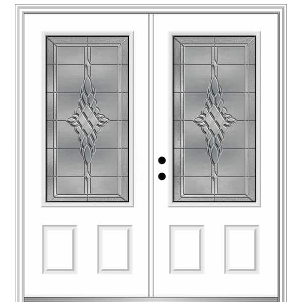 MMI Door 72 in. x 80 in. Grace Right-Hand Inswing 3/4-Lite Decorative Primed Fiberglass Prehung Front Door on 4-9/16 in. Frame