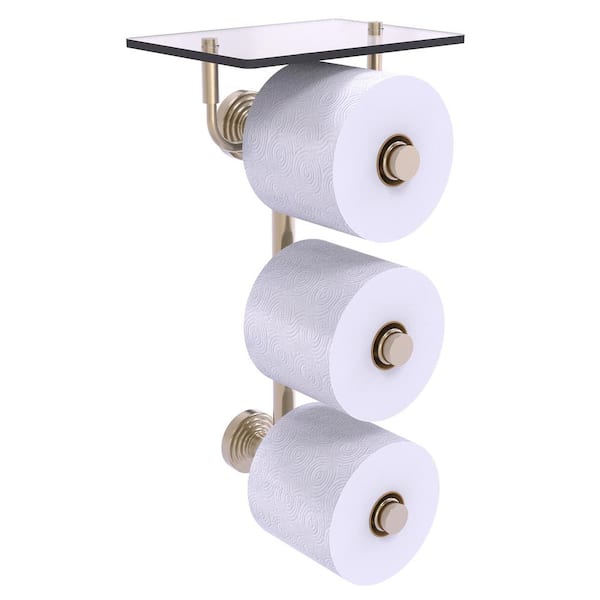 Waverly Place Collection Wall Mounted Toilet Paper Holder in Antique Pewter with Glass Shelf