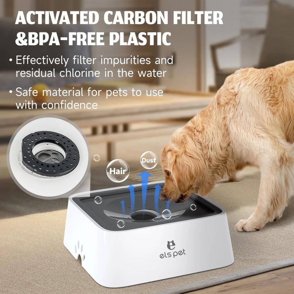 Els Pet 2L White and Gray Floating Dog Bowl