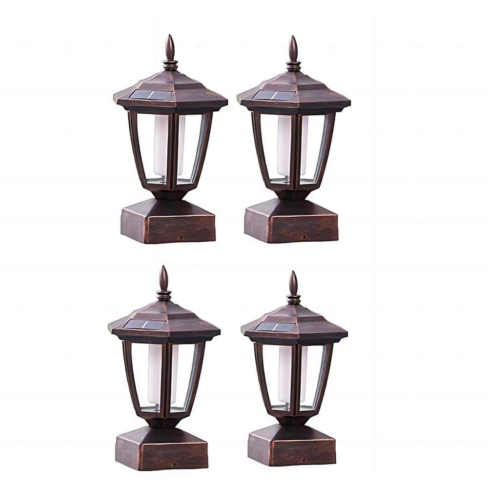 Outdoor Waterproof Solar Flame Post Lights for Garden Deck Patio Fit 4 x 4 5 x 5 or 6 x 6 Wooden Post Bronze (4-Pack) price history on PriceWatchPro