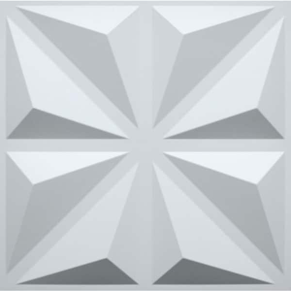 Dundee Deco Falkirk Ross 2/25 in. x 19.7 in. x 19.7 in. White PVC Geometric 3D Decorative Wall Panel 10-Pack