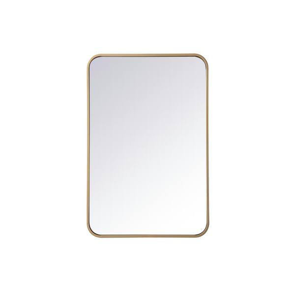 Unbranded Timeless Home 30 in. H x 20 in. W Brass Modern Soft Corner Rectangular Wall Mirror