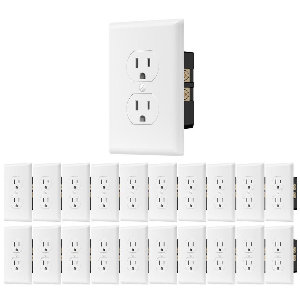 15A 125-Volt Standard Duplex Wall Outlet, 5-15R 2P3W Self-Grounding Receptacle with Wall Plate, UL Listed White 20 Pack price history on PriceWatchPro