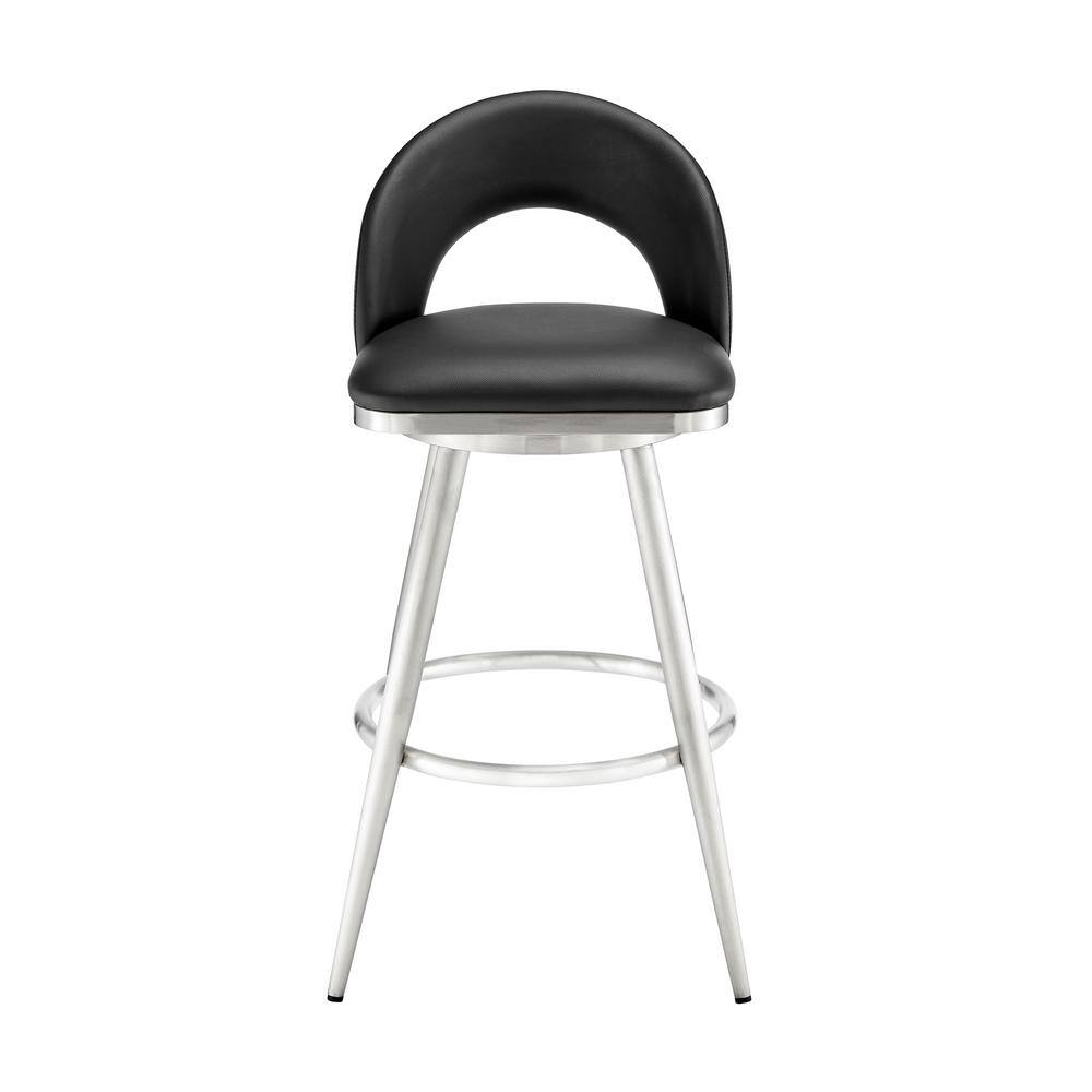 Charlotte 26" Black Faux Leather Swivel Counter Stool