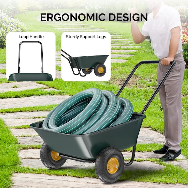 Karl home 3 cu. ft. Plastic 2-Wheels Garden Cart Wagon with Handle