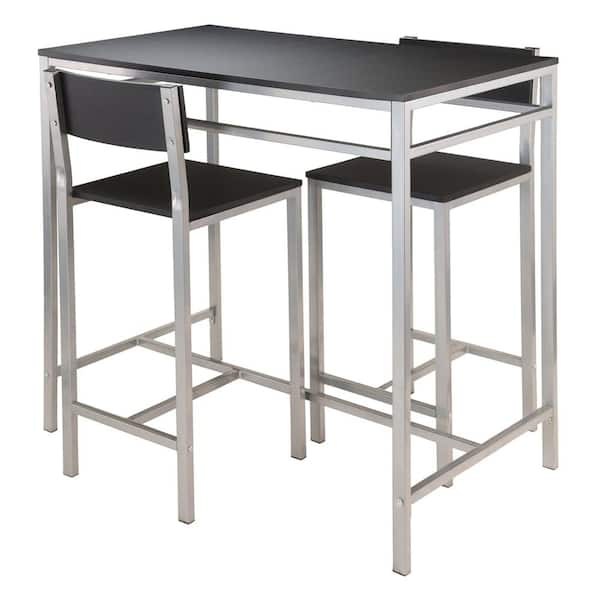 WINSOME WOOD Hanley 3-Piece High Table with 2-High Back Stools