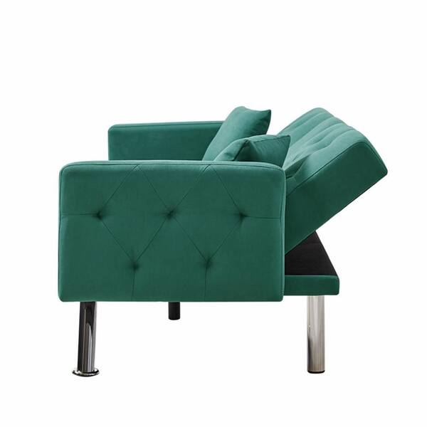 ATHMILE 75.59 in. W Dark Green Linen Twin Sofa Bed GZB2W20221792 The