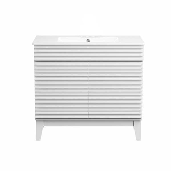 36 in. Bath Vanity Cabinet without Top in Polar Wood Unassembled