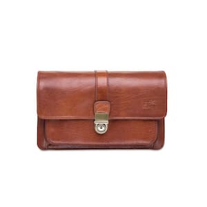 Arizona 10 in. W x 2.75 in. D x 6.75 in. H Cognac Leather Crossbody Bag with Front Organizer