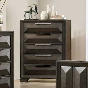 Pinnete Espresso 5-Drawer 35.5 in. Chest of Drawers