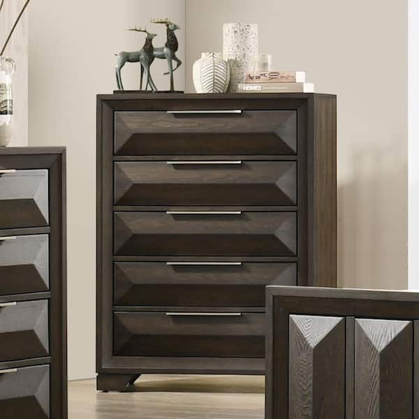 Furniture of America Pinnete Espresso 5-Drawer 35.5 in. Chest of Drawers