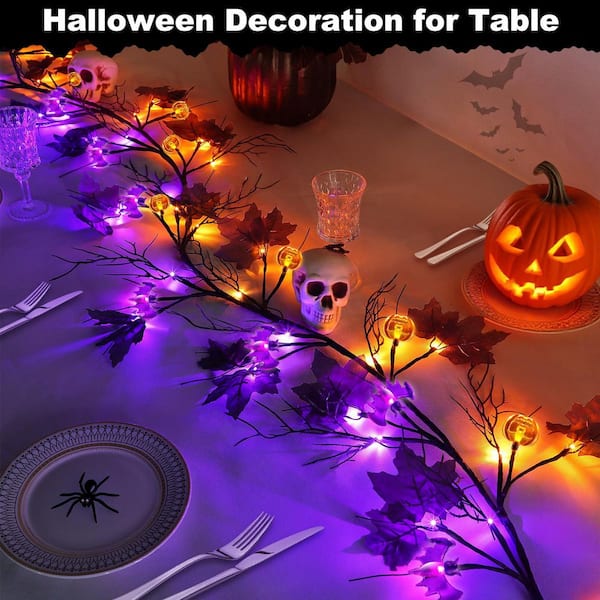 Halloween Vine Garland 9 ft. Black Maple Leaves Artificial Foliage