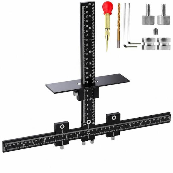 Professional Aluminum Alloy Cabinet Hardware Jig Tool, Adjustable Drill Guide Template Tool, Fast and Simple to Use