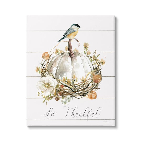 Stupell Industries Be Thankful Fall Florals byCarol Robinson 1 Piece Unframed Graphic Print Nature Poster Art Print 30 in. x 24 in.