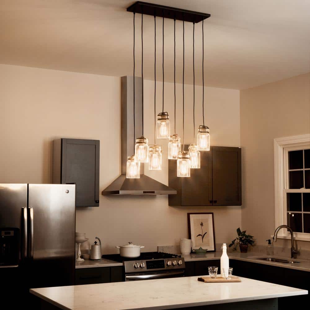 Olde Bronze Vintage Jar-Inspired 8-Light Linear Chandelier