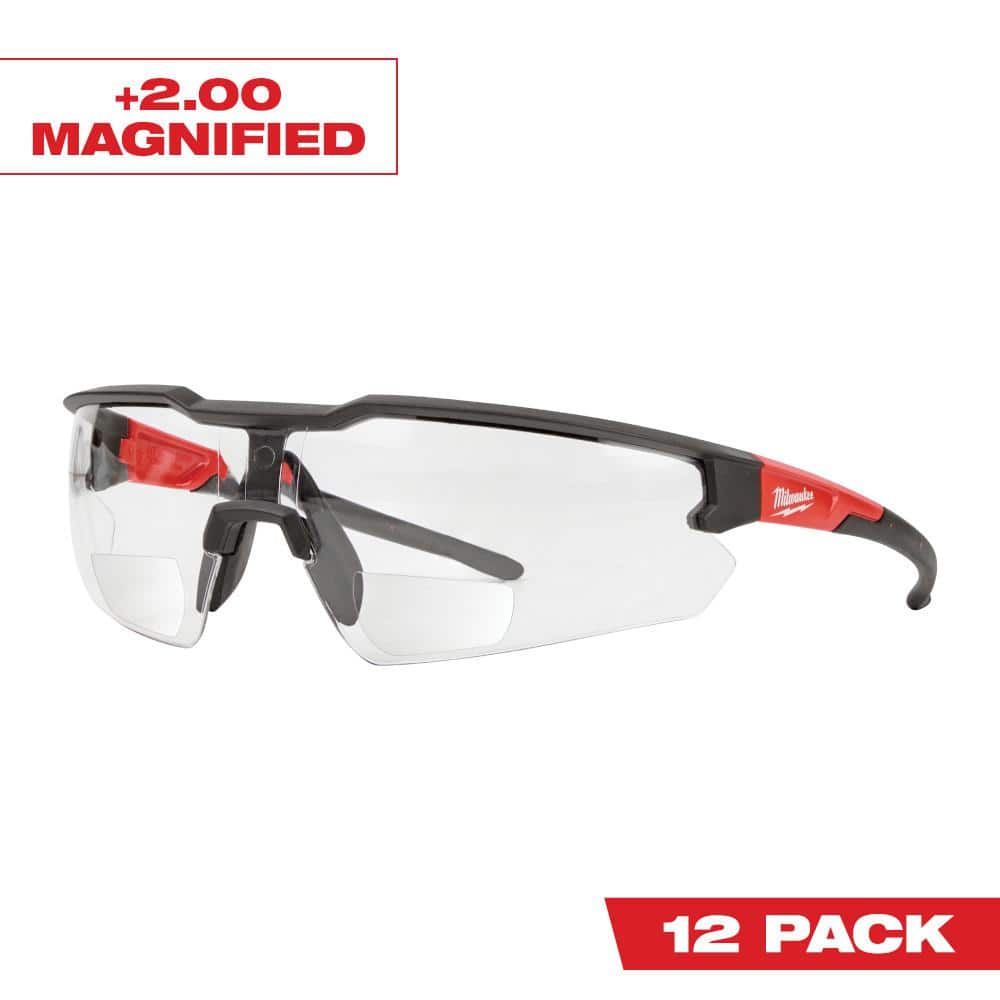 Bifocal Safety Glasses with +2.00 Magnified Clear Anti-Scratch Lenses (12-Pack) price history on PriceWatchPro