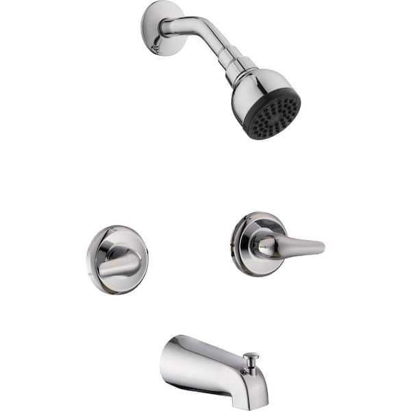 Glacier Bay Aragon 2-Handle 1-Spray Tub and Shower Faucet in Chrome (Valve Included)