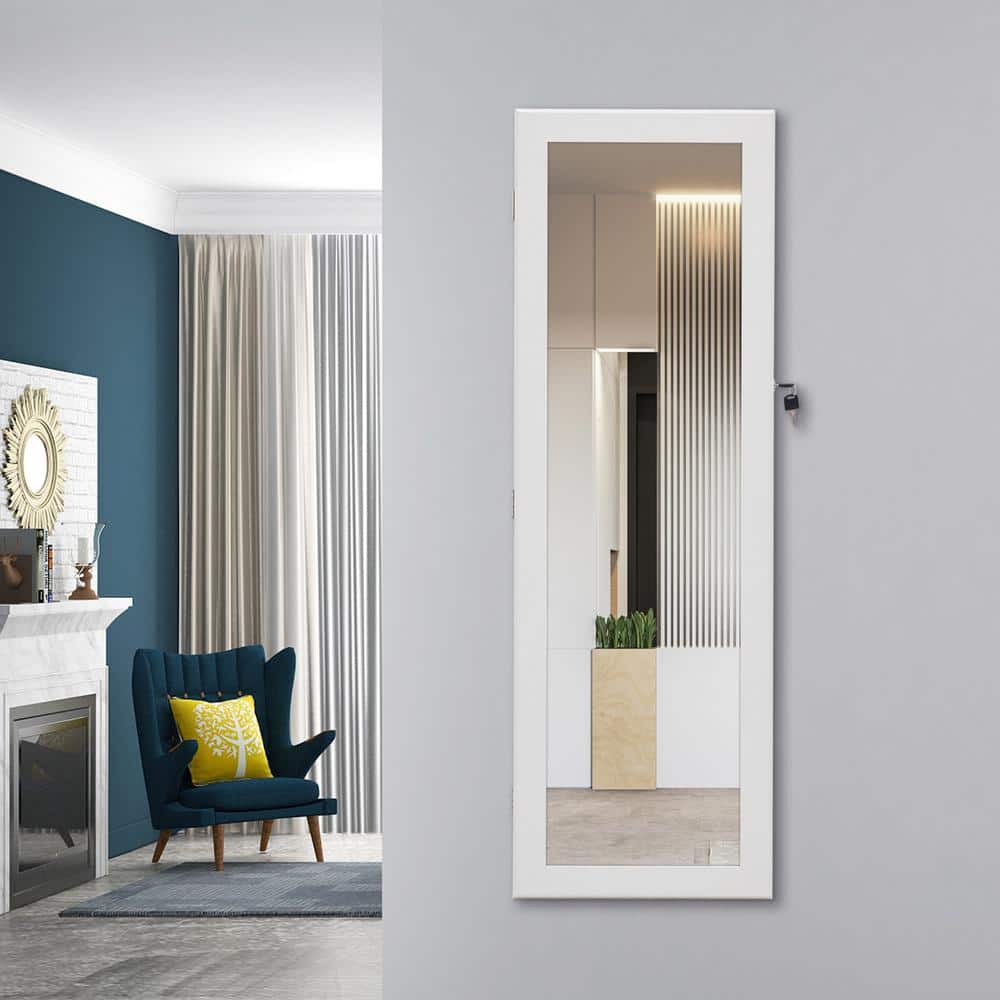 Door Wall-Mounted Fashion Simple Automatic White LED Light Mirrored Jewelry