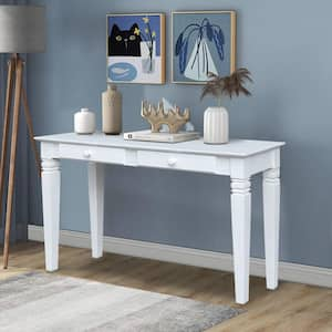 Java 52 in. Chalk White Rectangle Wood Console Table with Drawers