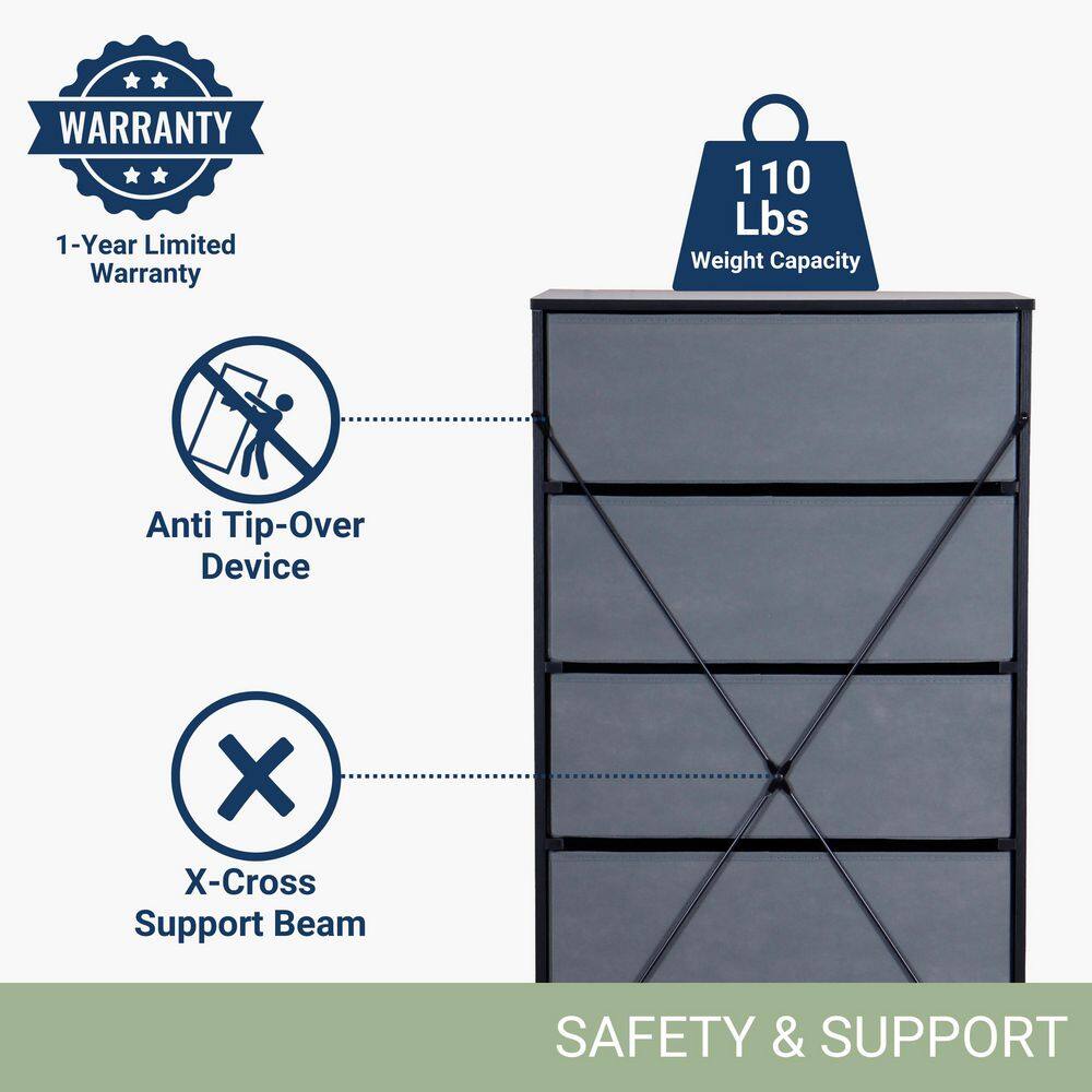 Black 5 Drawer 22.5 in. Wide Dresser - thumbnail 6