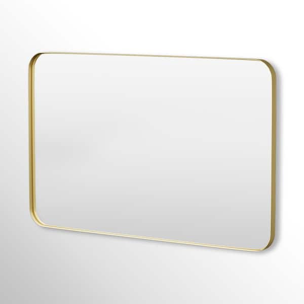 Hausvita 48 in. W x 30 in. H Rectangular Framed Tempered Glass Wall-Mounted Bathroom Vanity Mirror in Gold