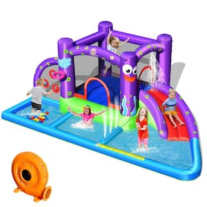 Inflatable Water Slide Castle Kids Bounce House w/Octopus Style and 750-Watt Blower