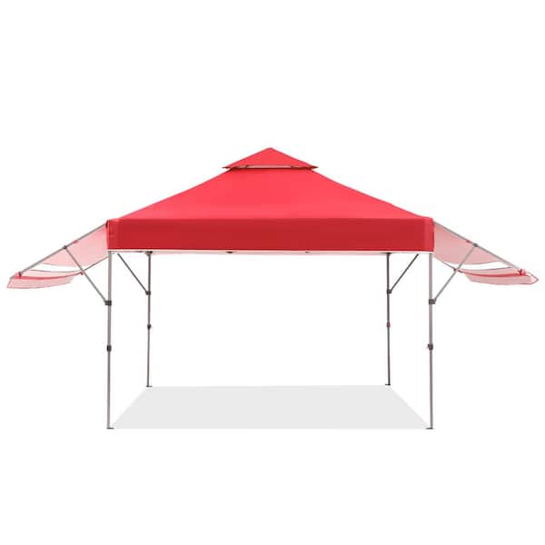 OVASTLKUY 10 ft. x 17 ft. Red Patio Canopy with Adjustable Dual Half Awnings