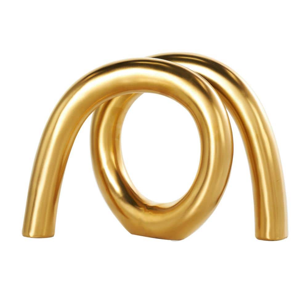 4 in. x 8 in. Gold Ceramic Rounded Loop Abstract Sculpture price history on PriceWatchPro