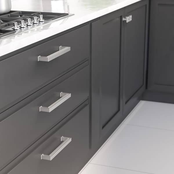 Torcello Collection 7-9/16 in. (192 mm) Classic Brushed Nickel Rectangular Cabinet Bar Pull