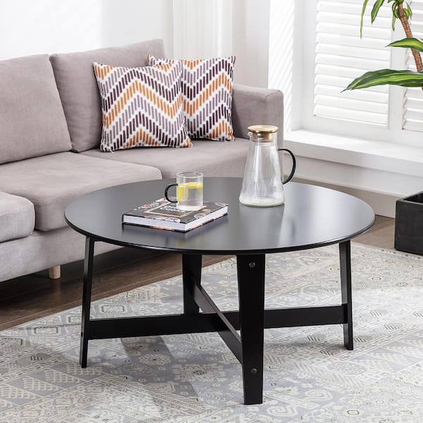 ACE CASUAL FURNITURE 35.98 in. W Black Round MDF Coffee Table
