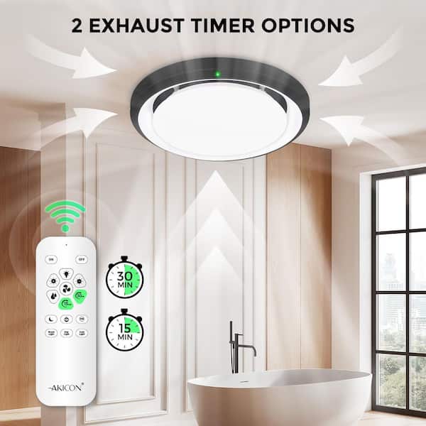 RGB2 Black 110 CFM 1.5 Sone Ceiling Bathroom Exhaust Fan with RGB Light, Remote, Humidity Sensor,No Wall Switch Required