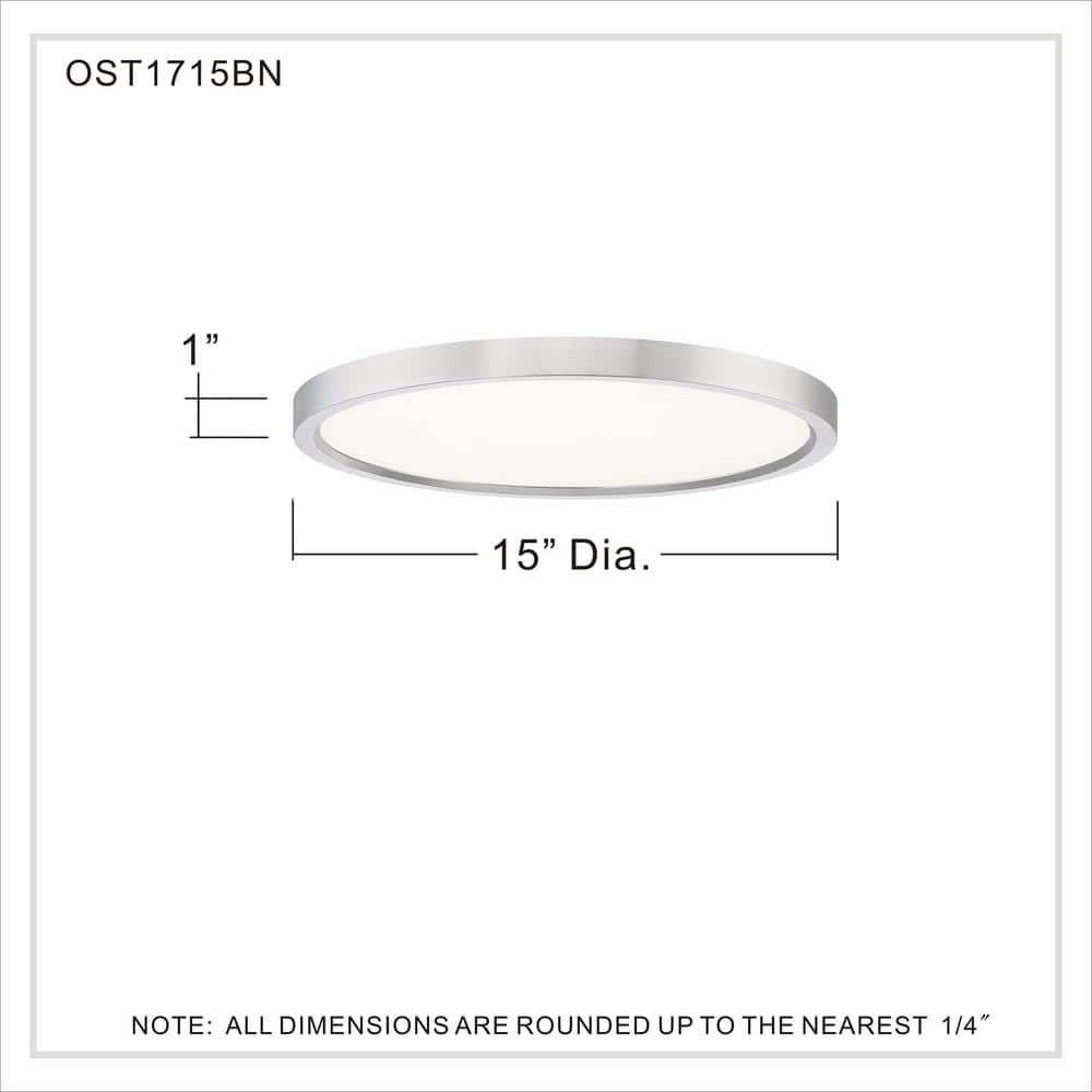Sleek 15" Brushed Nickel LED Flush Mount with White Acrylic Shade