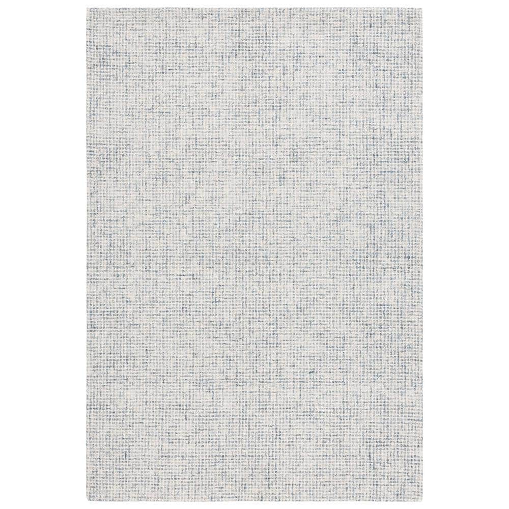 Handmade Blue and Ivory Wool Blend Tufted Rectangular Rug 3' x 5'