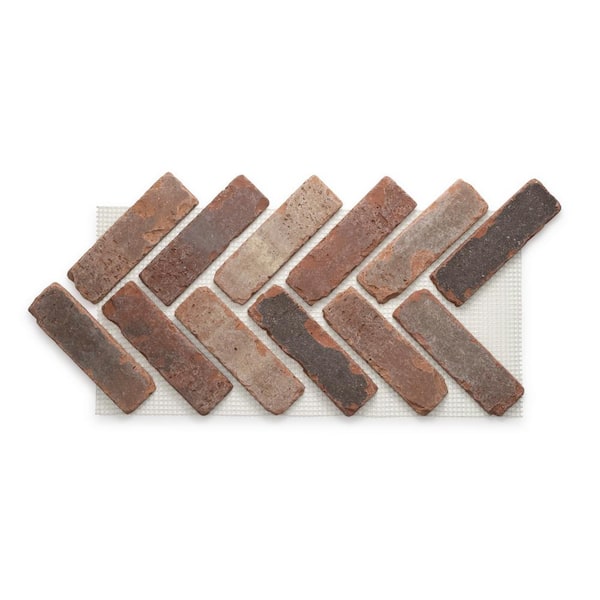 Old Mill Brick 28 in. x 12.5 in. x 0.5 in. Brick Webb Herringbone Bridgewater Thin Brick Sheets (Box of 5-Sheets)