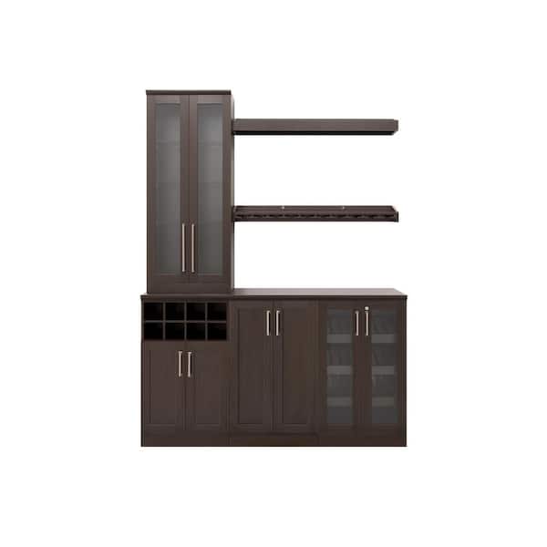 NewAge Products Home Bar 21 in. Espresso Cabinet Set (7-Piece)