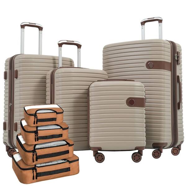 4-Piece Khaki ABS Hardside Spinner Lightweight Luggage Set with 4 Packing Cubes (16/20/24/28 inch)