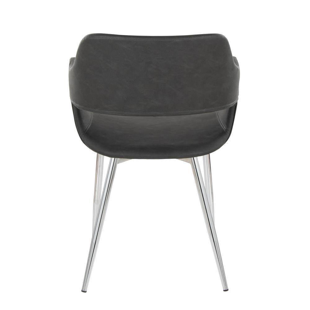 Grey Faux Leather Low Arm Chair with Chrome Metal Legs