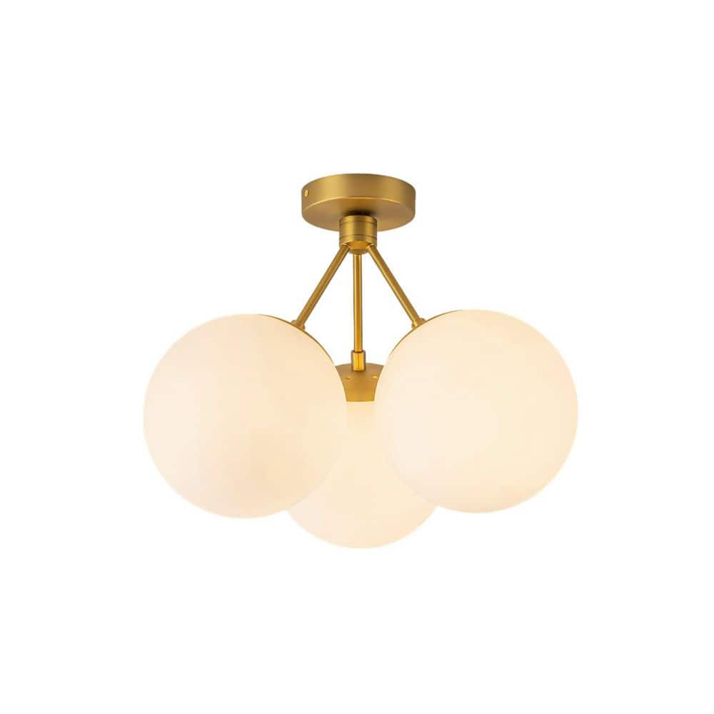 24.21 in. 3-Light Modern Sputnik Brushed Gold Globe Semi-Flush Mount for Kitchen price history on PriceWatchPro