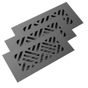 Low Profile 10 in. x 4 in. Steel Floor Register in Black Diagonal Pattern (3-Pack)