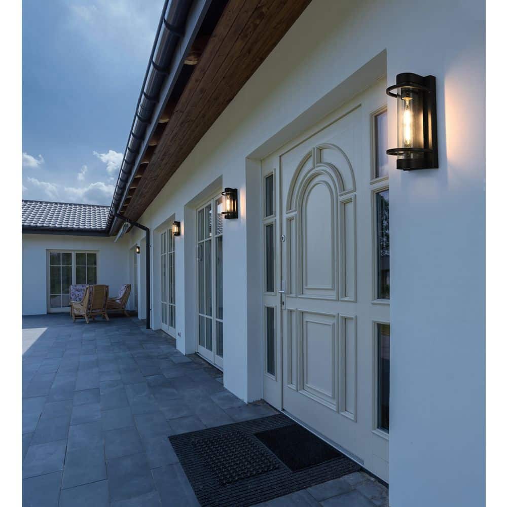 12.5 in. Black Outdoor Hardwired Wall Sconce with No Bulbs Included price history on PriceWatchPro