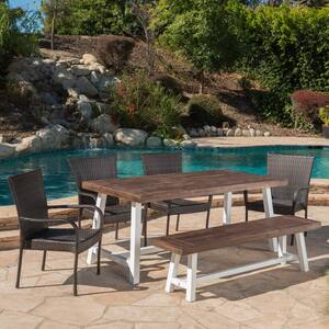 Cooper Multi-Brown 6-Piece Faux Rattan Outdoor Dining Set