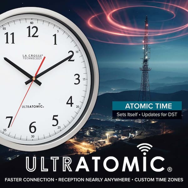 La Crosse Technology 14 in. UltrAtomic Stainless Steel Analog Wall