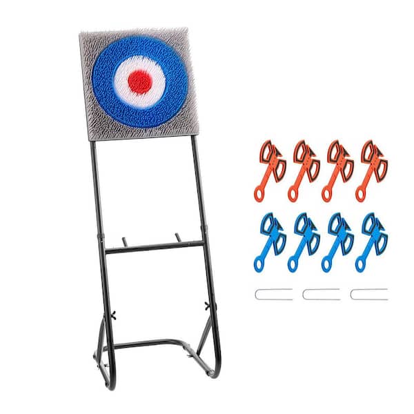8 Axe Throwing Game Set, Plastic Bristle Target, Foldable Steel Frame, Stable for Indoor/Outdoor, Yard, Carnival Games