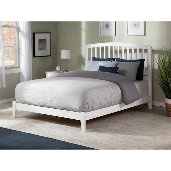 AFI Richmond White Queen Solid Wood Frame Low Profile Platform Bed with Attachable USB Device Charger