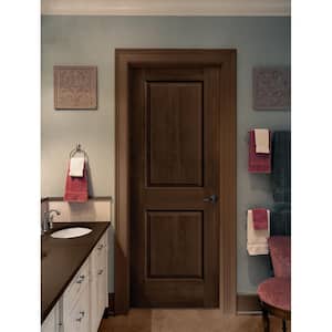 28 in. x 80 in. Carrara 2 Panel Left-Hand Hollow Core Milk Chocolate Stain Molded Composite Single Prehung Interior Door